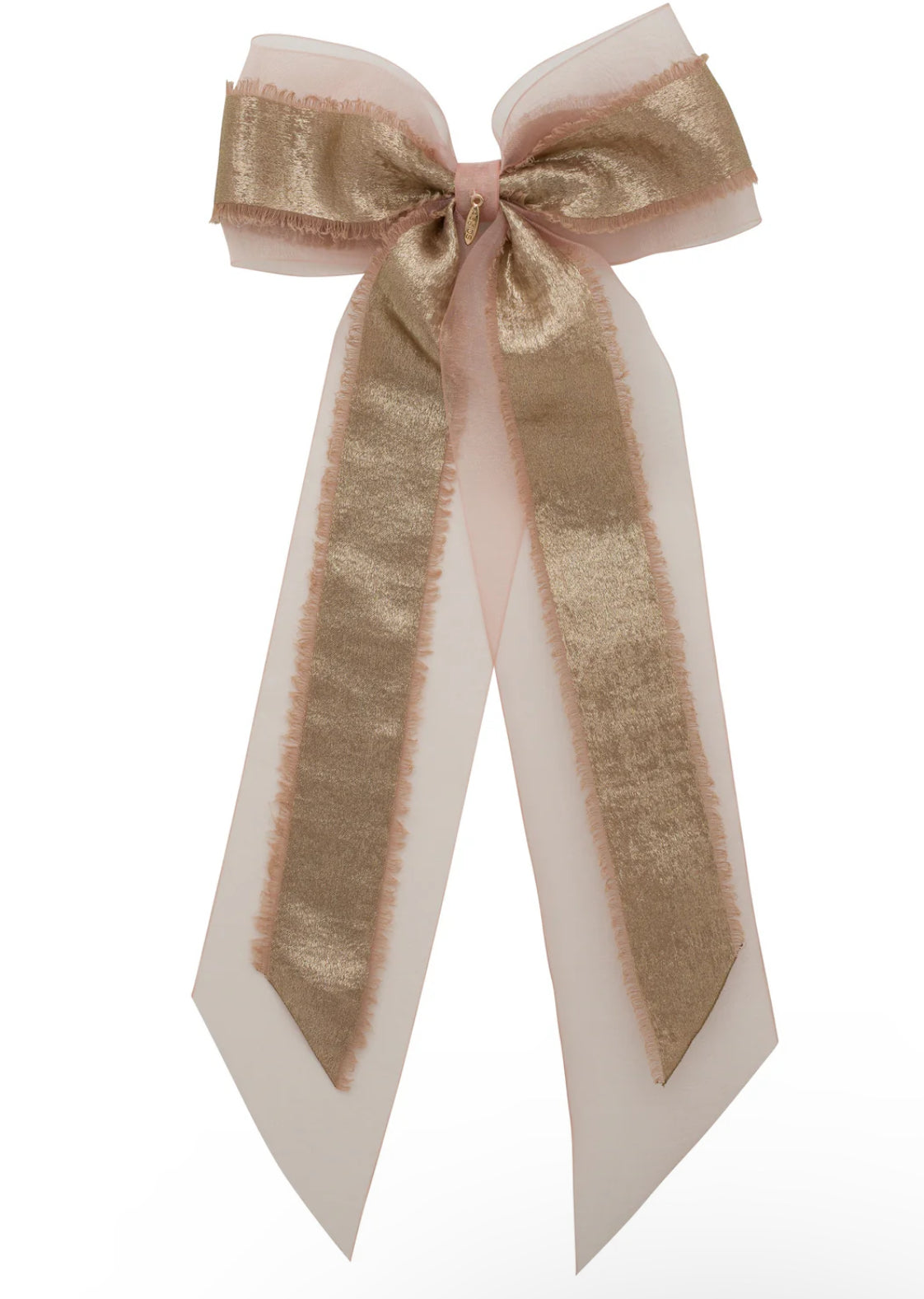 Primrose Princess Long Tail Bow Clip - Sweet Nectar/Metallic