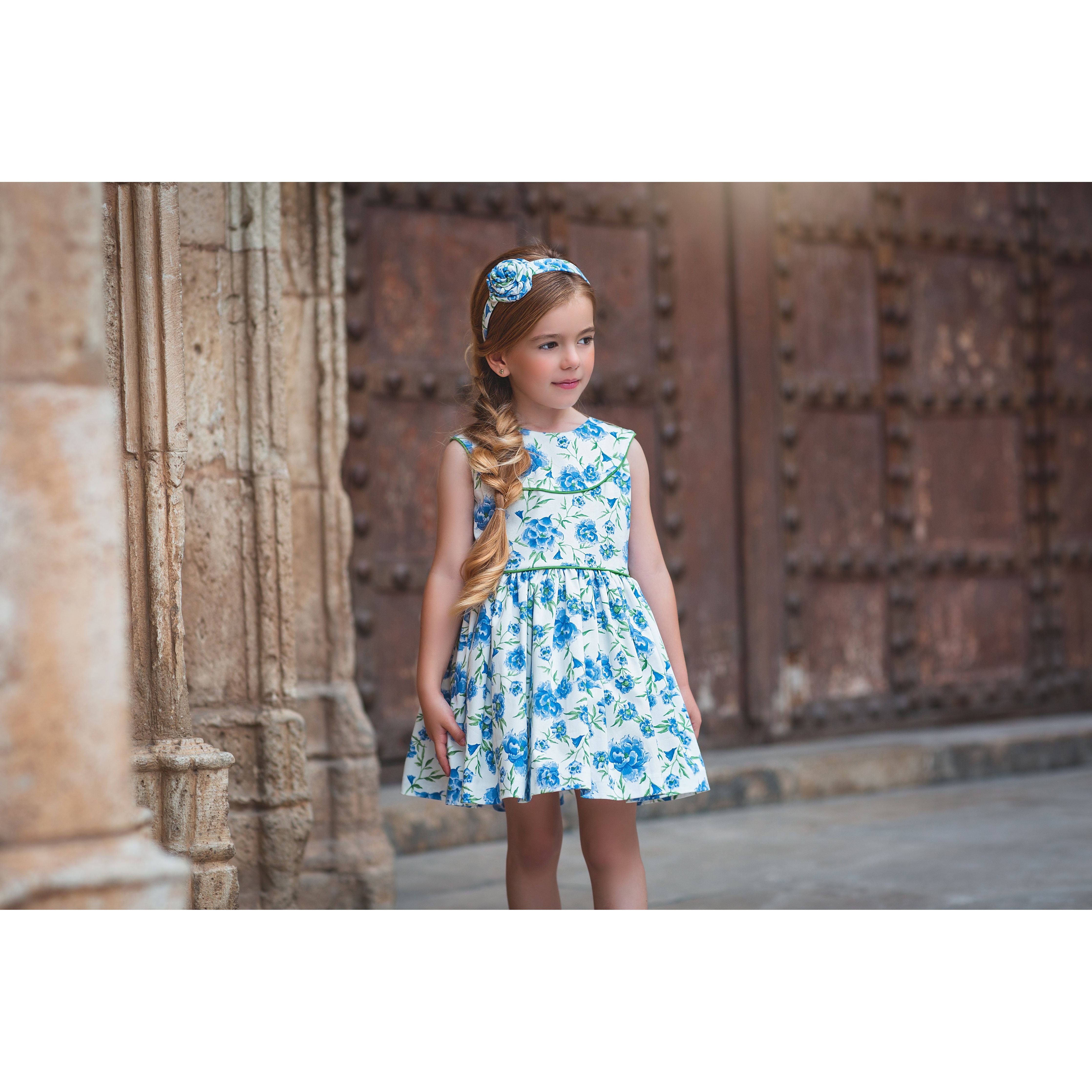 Blue & green flowers dress