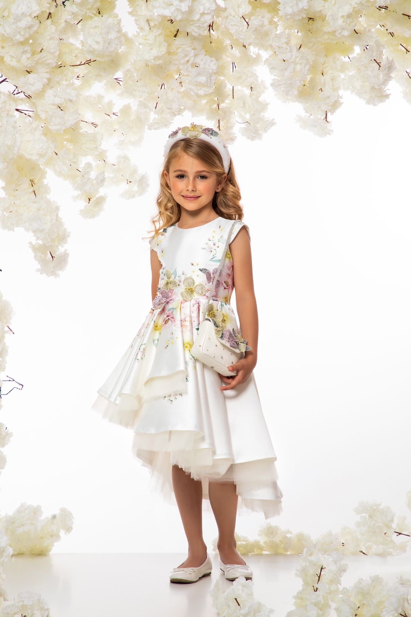 Off-White And Floral Printed Asymmetrical Dress – Coketass
