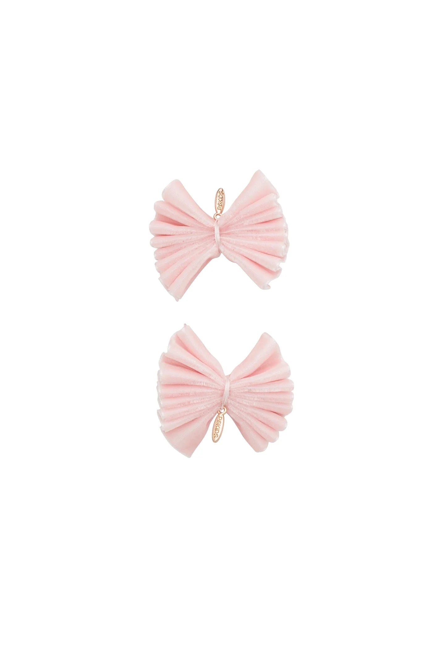 Velvet Pleated Butterfly Bow Clip Set - Light Pink