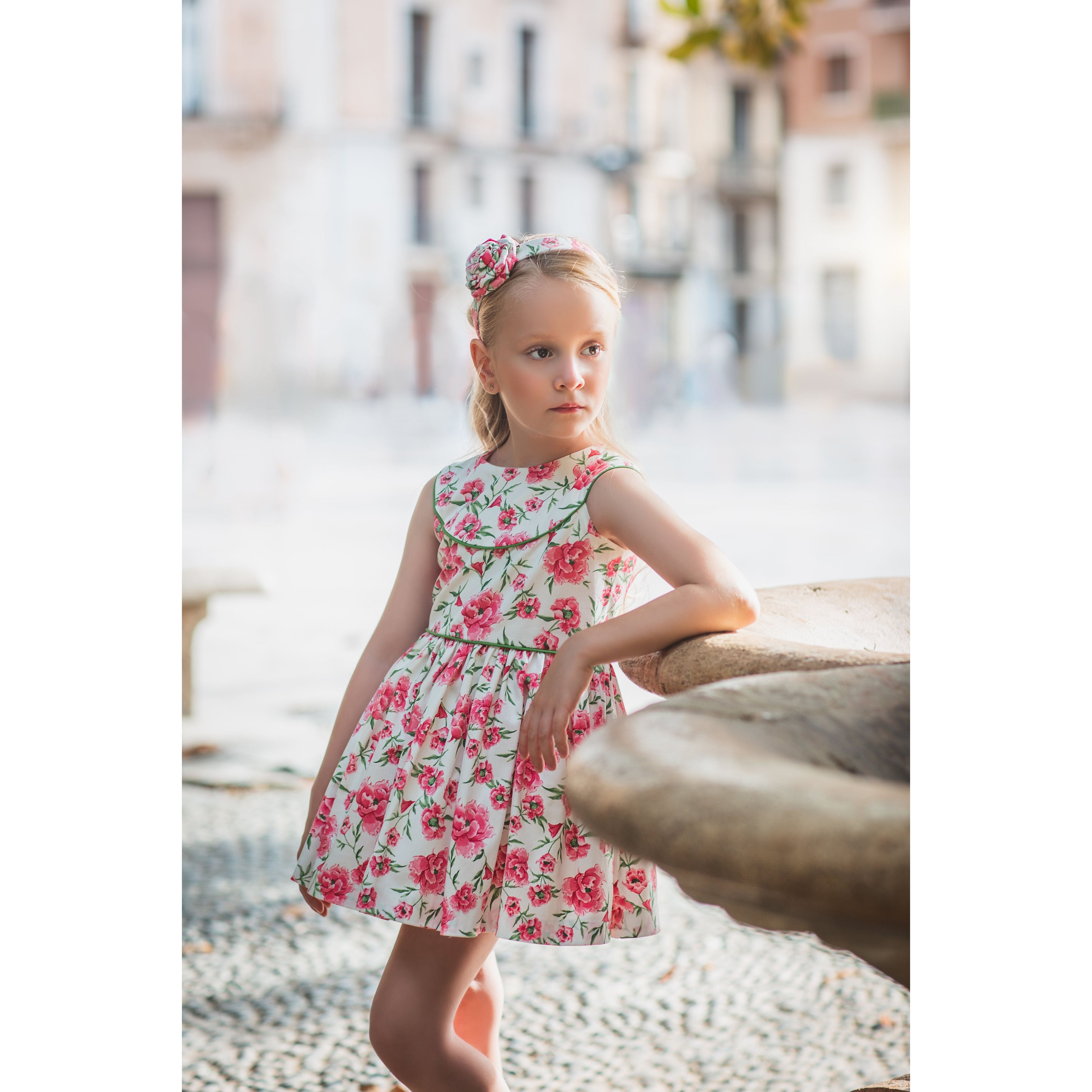 Pink & green flowers dress