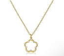 Gold Plated Rope Flower Necklace - Flower