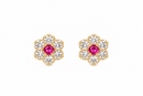Little Hot Pink Flower 14Kt. Earrings