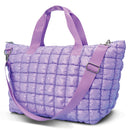 Lavender Shiny Puffer Overnight Bag
