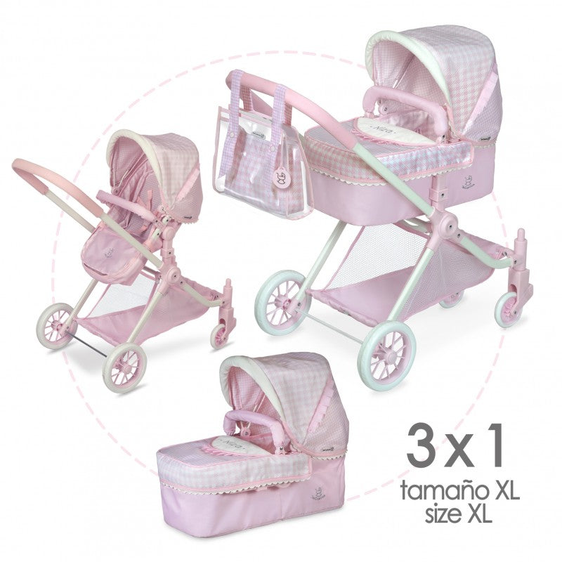 Doll’s Pram Convertible 3x1 With Bag & Pillow