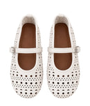 Lily Eyelet Flats White