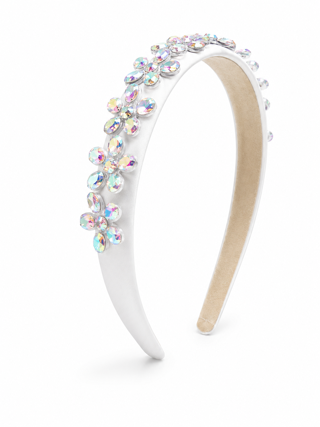 Jeweled Flower Headband - White