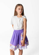 Lila & White Skirt Set