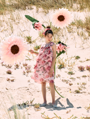 Pink Floral Print Girl Dress