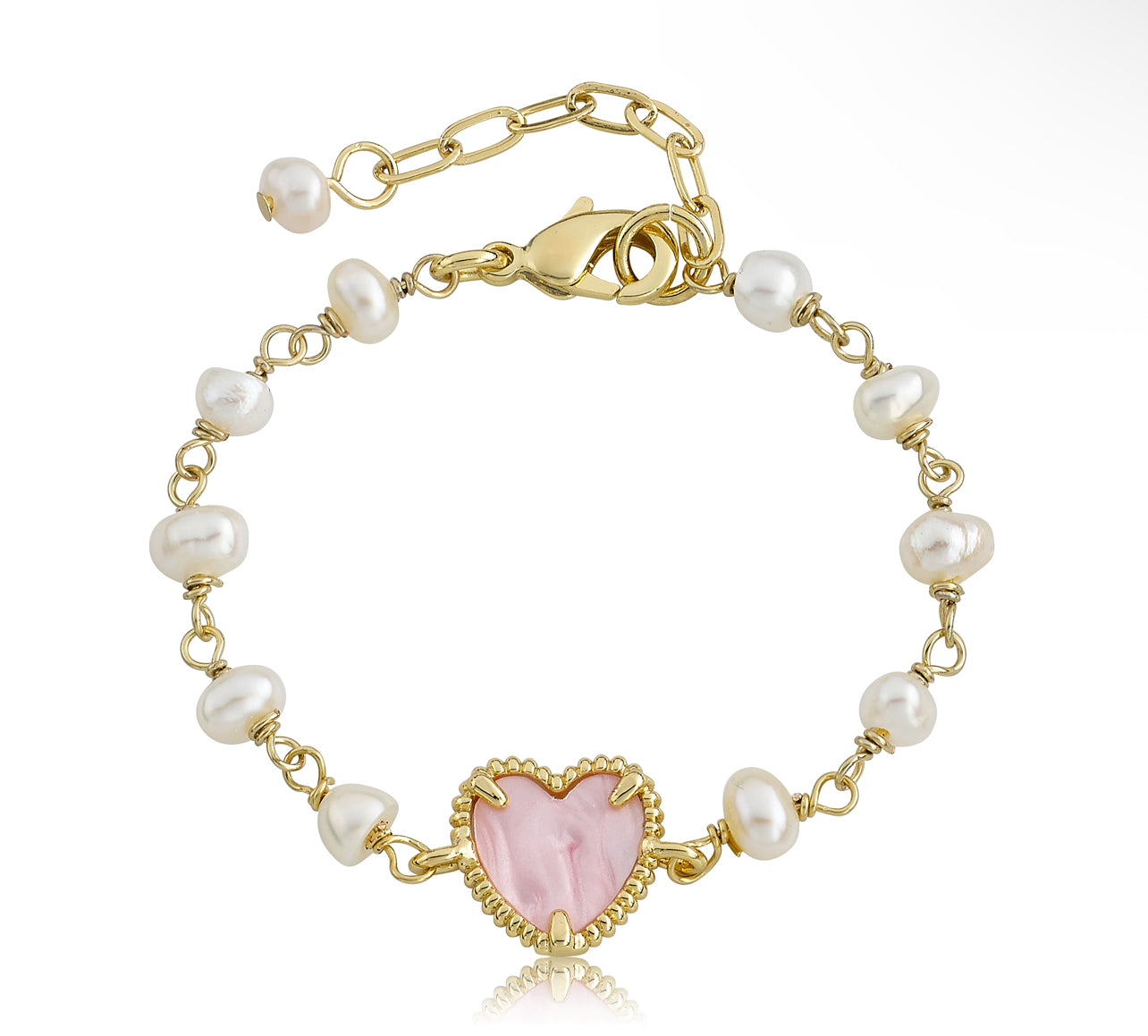 Mother Of Pearl Heart Bracelet - Pink