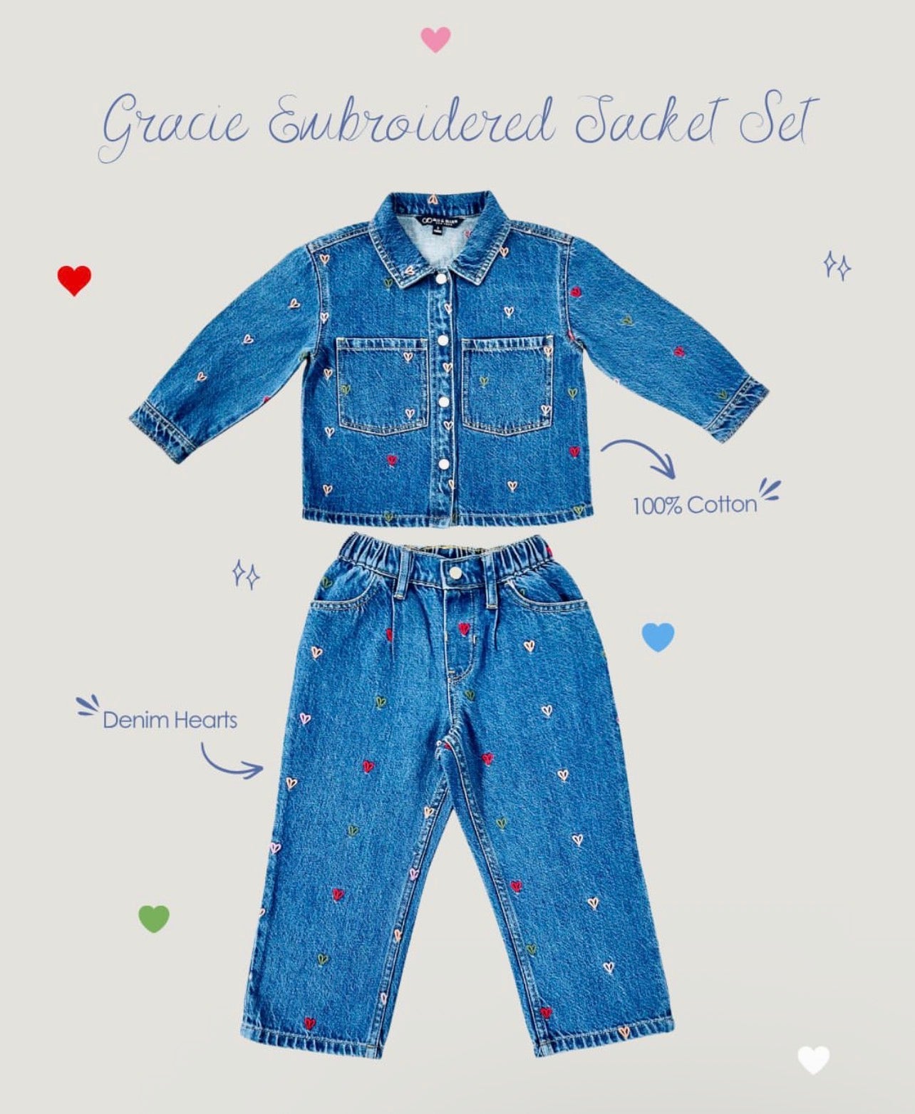 Gracie Embroidered Set (Jacket & Jeans)