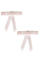 Velvet Bow Clip Set - Baby Pink