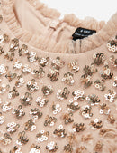 Raindrop Sequin Dress Antique Gold