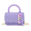 Pearl Handle Message Charm Handbag - Purple