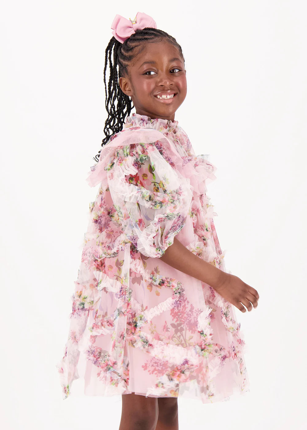 Luella Floral Tulle Dress Tea Rose