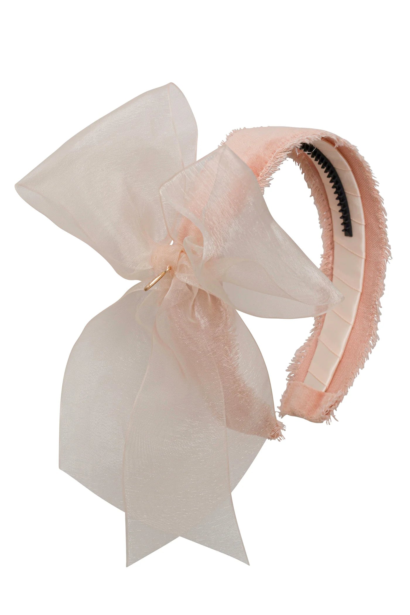 Belle Organza Fringe Headband - Pink Salmon