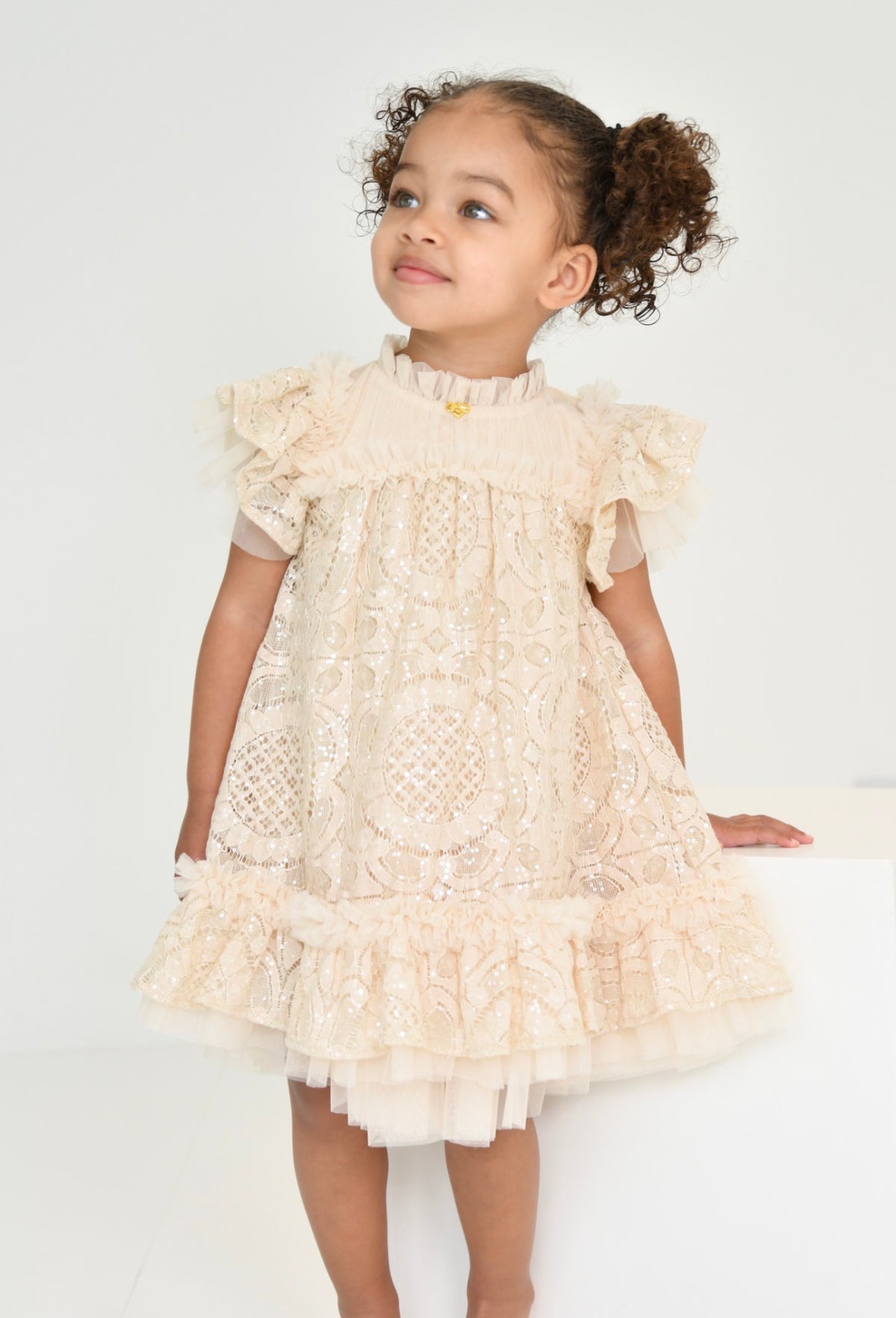 Gemma Sequin Lace Baby Dress