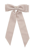Madeline Velvet Long Tail Bow Clip - Taupe