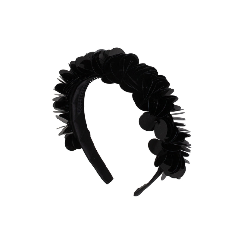 Sequins Blossoms Headband - Black