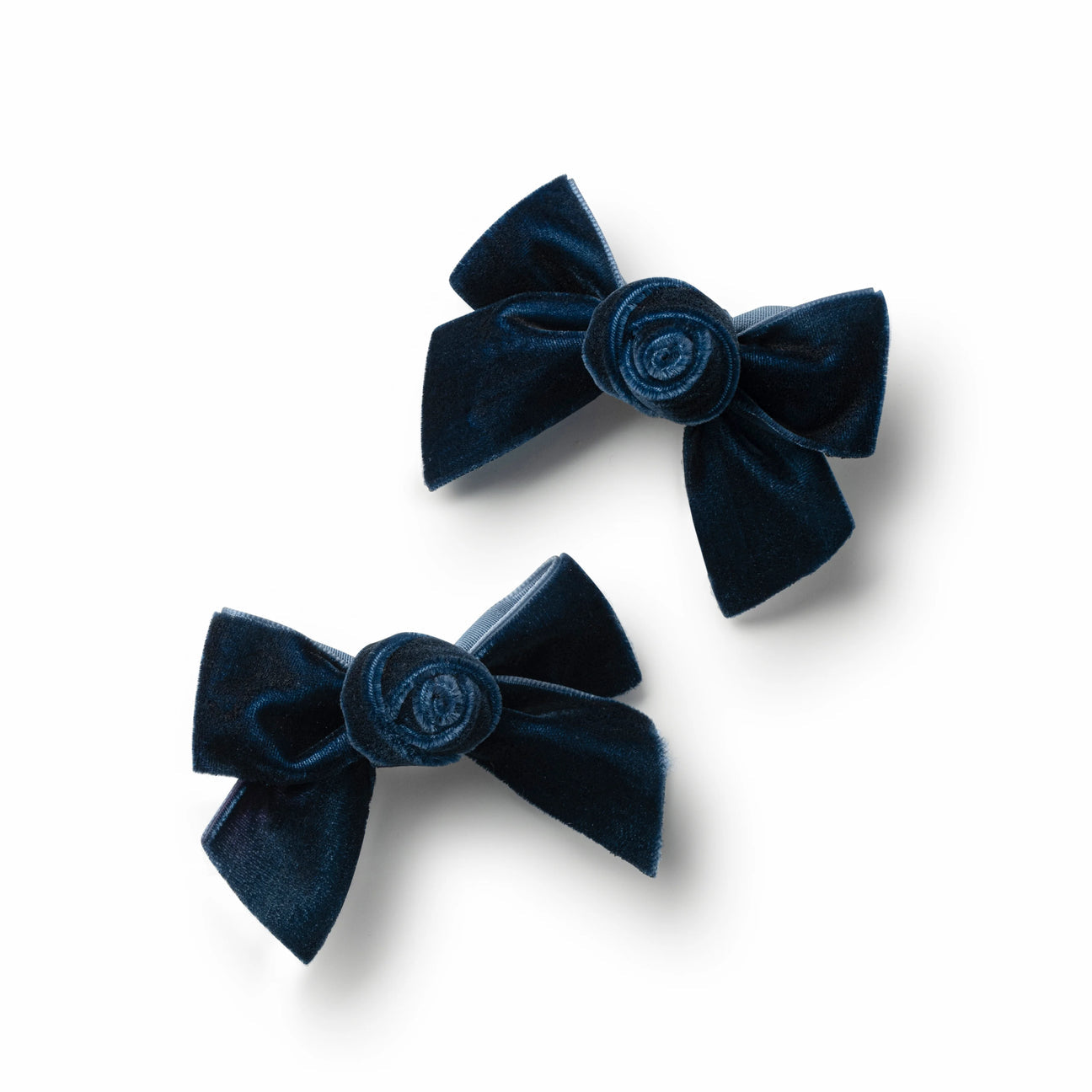 Rosette Velvet Double Clip Set Navy