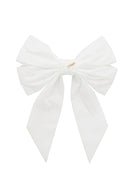 Oversized Bow Velvet Clip - White