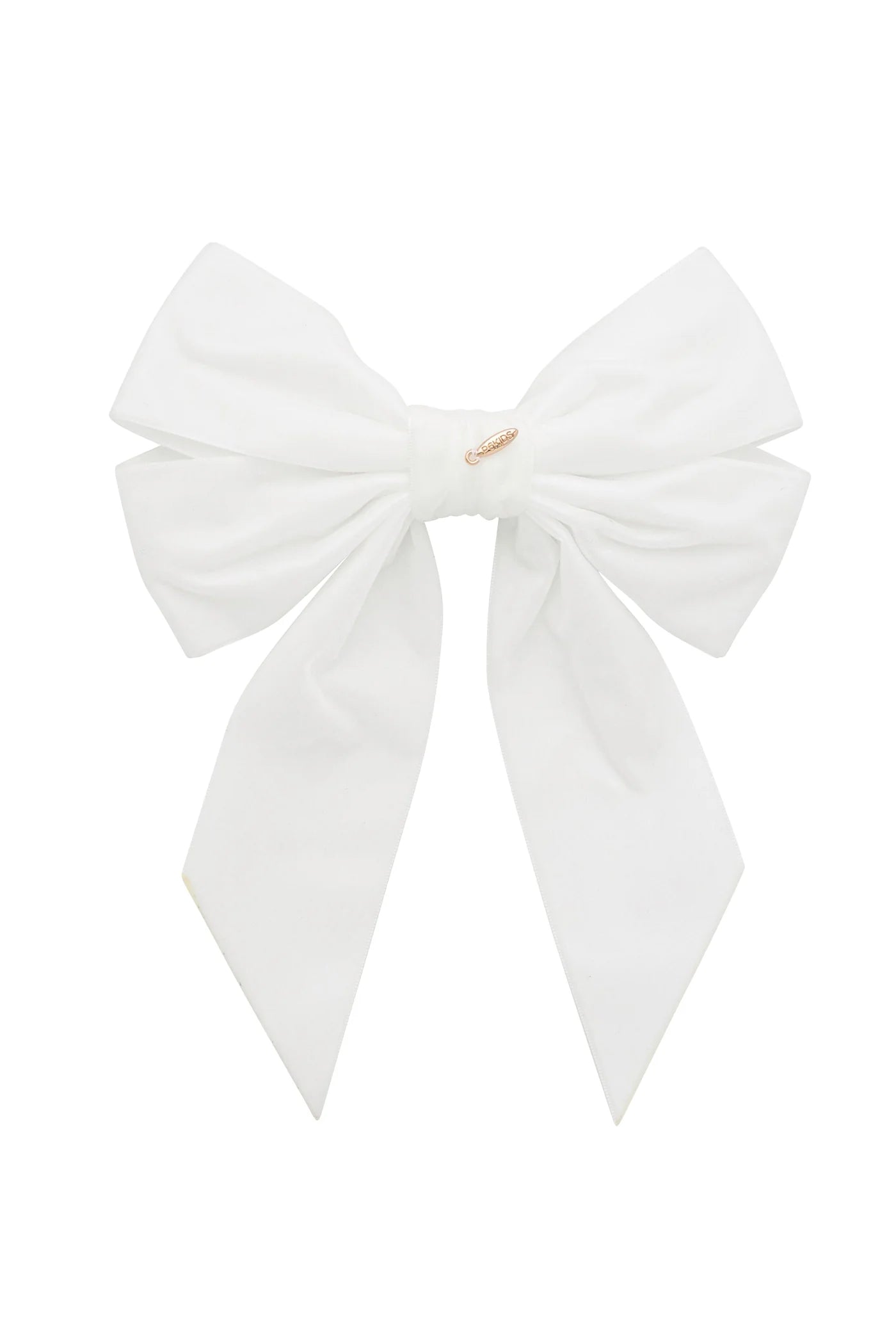 Oversized Bow Velvet Clip - White