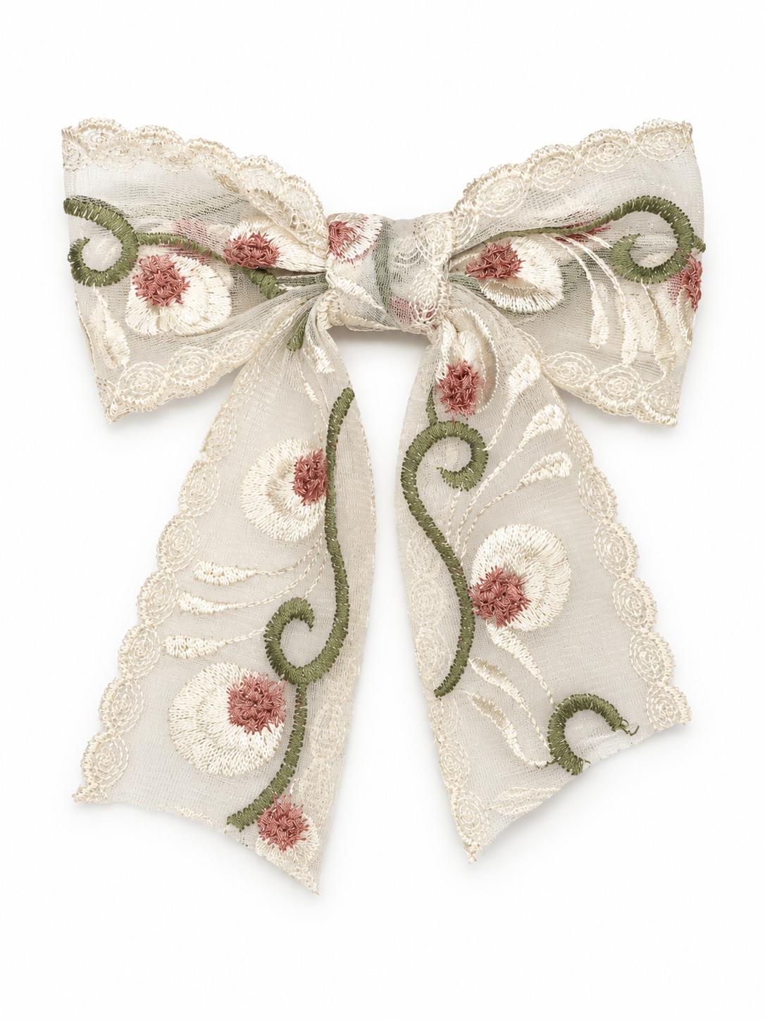Ivory Garden Embroidered Bow