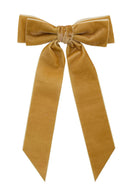 Madeline Velvet Long Tail Bow Clip - Golden