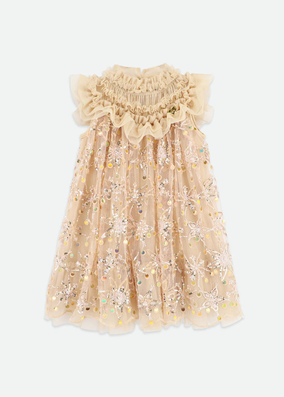 Dominique Flower Sequin Dress Gold