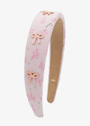 Padded Bow Crystal Headband - Pink