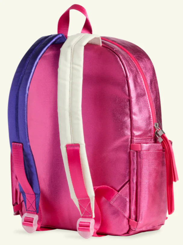Large Hot Pink Metallic Backpack