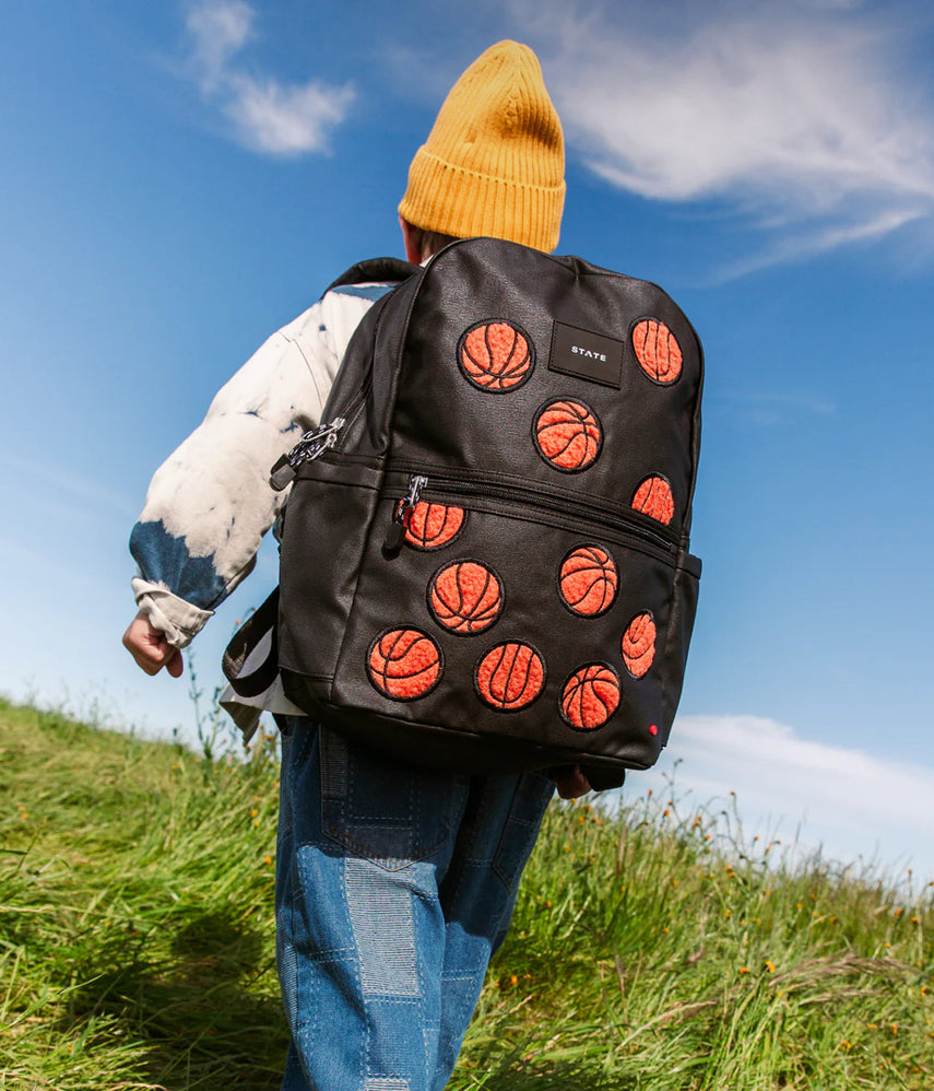 Fuzzy Basketball Double Pocket Backpack