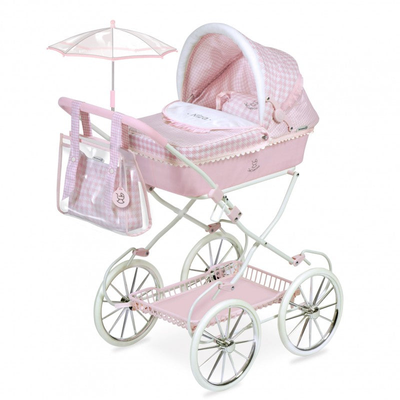 Doll’s Pram With Bag, Umbrella, Pillow & Bedding