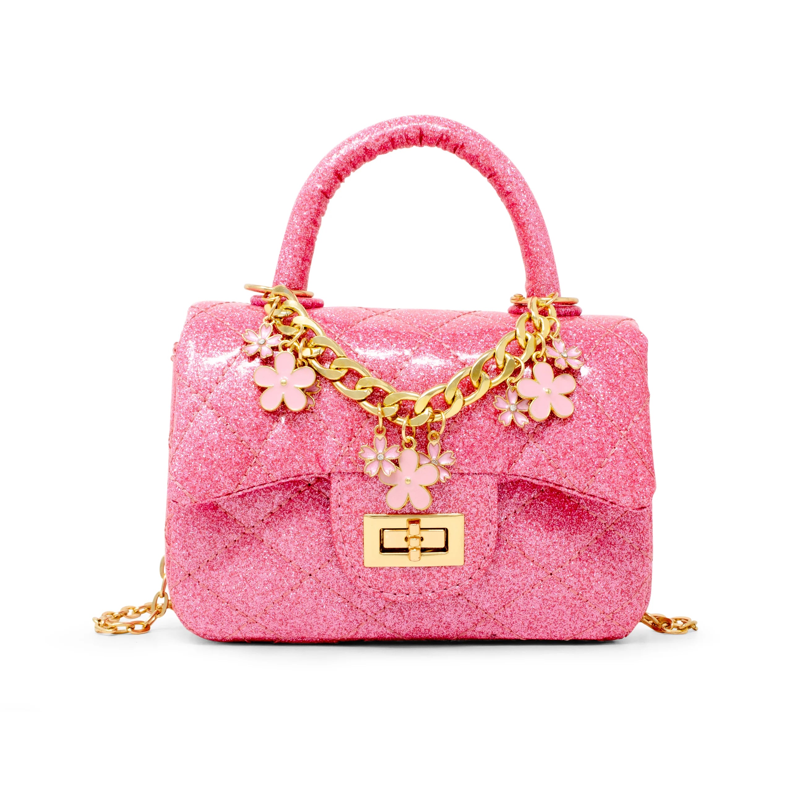 Classic Sparkle Top Handle Handbag - Pink