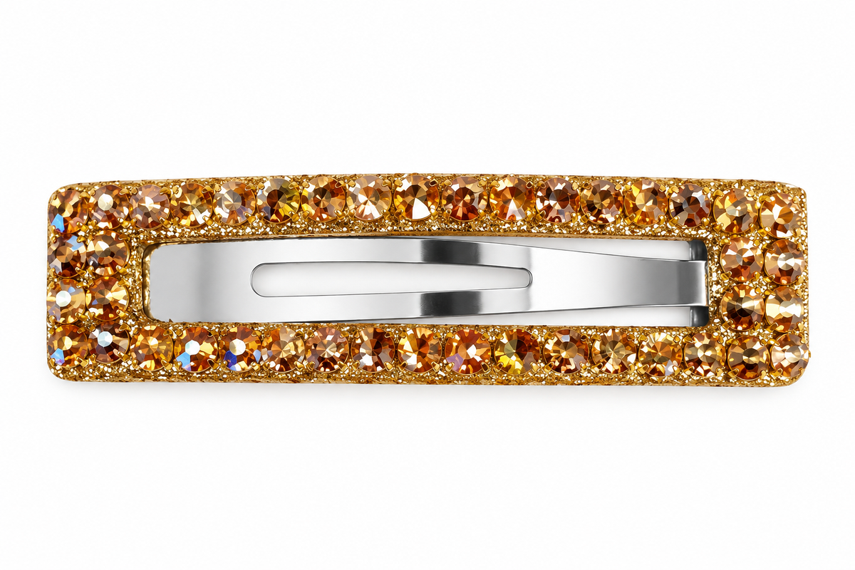 Golden Amber Rhinestone Clip