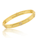 Ribbed Bangle With Cz - Flowers