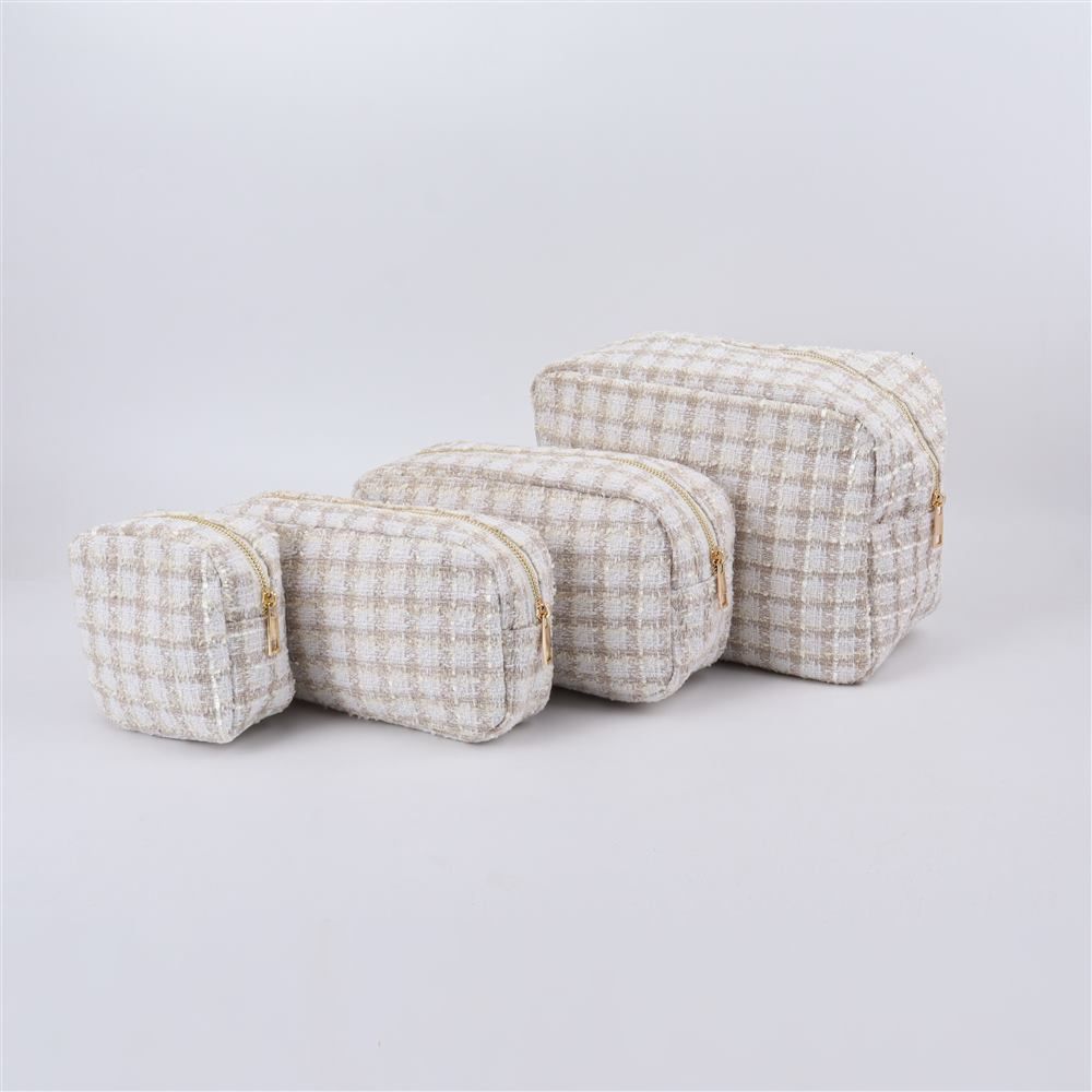 Small Beige Checkers Pouch