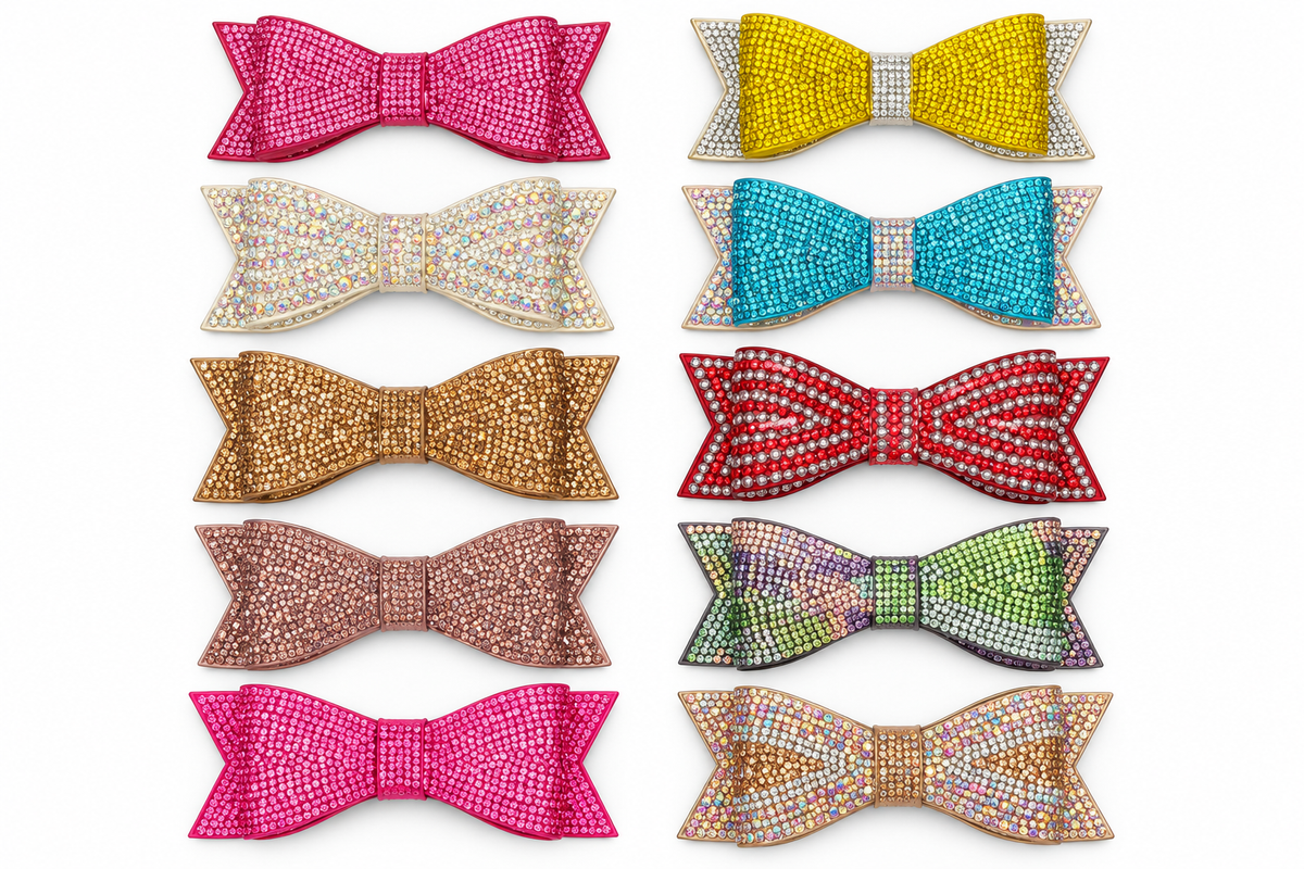 Sparkly Rhinestone Bow Clips 1pc