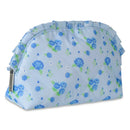 Blue Floral Oval Cosmetic Bag
