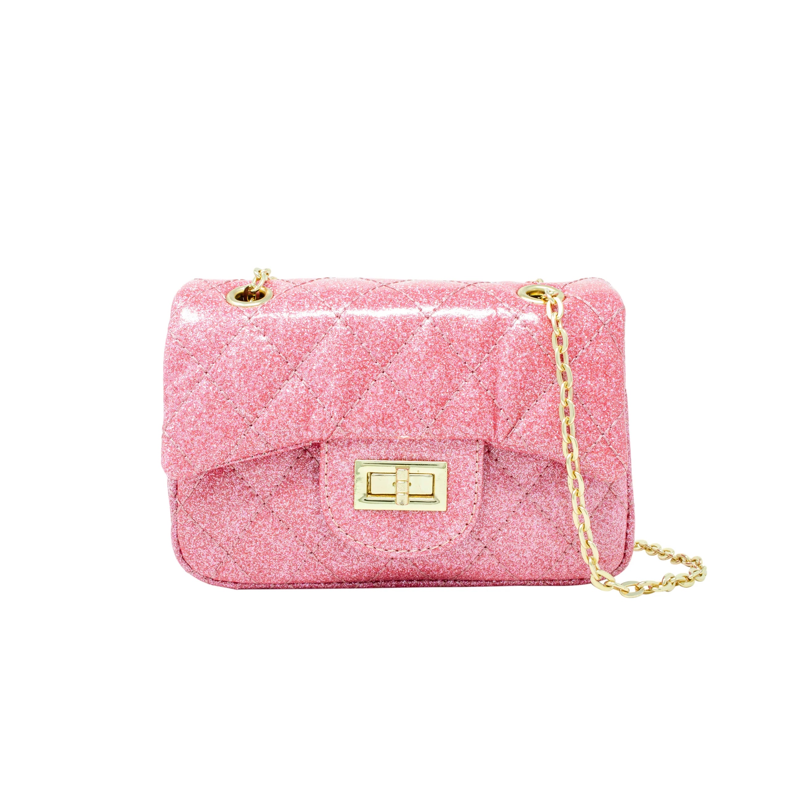 Classic Quilted Sparkle Mini Purse - Pink