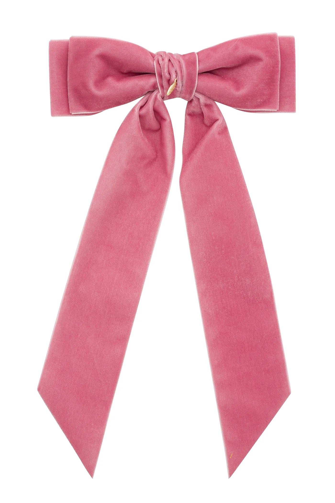 Madeline Velvet Long Tail Bow Clip - Rose