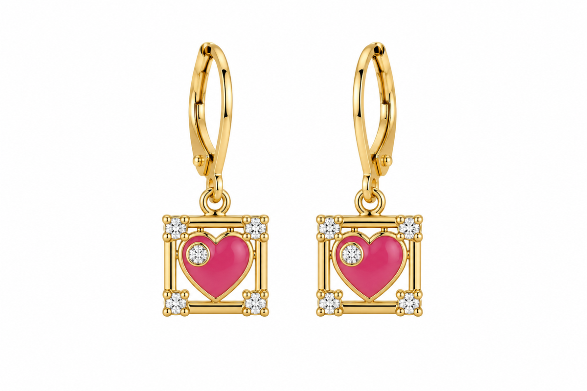 Pink Heart Earrings