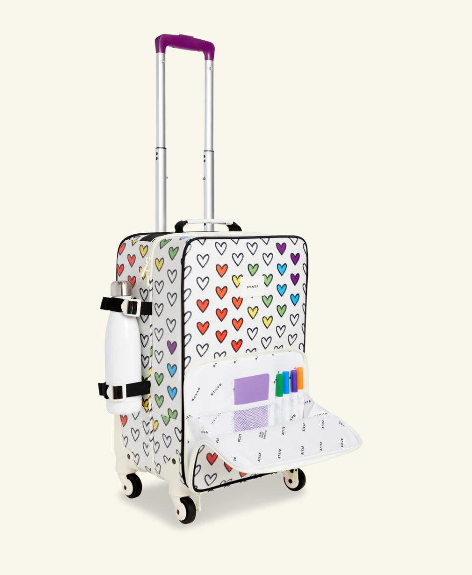Logan Carry-On Suitcase Rainbow Hearts