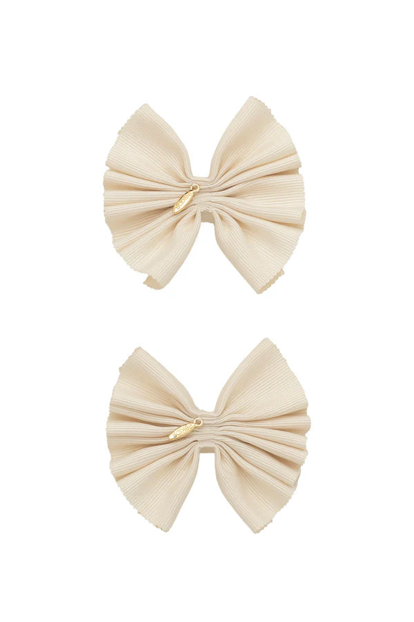 Pleated Palm Piggies Clip Set - Ivory