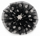 Black Silver Glitter Tulle Rosette