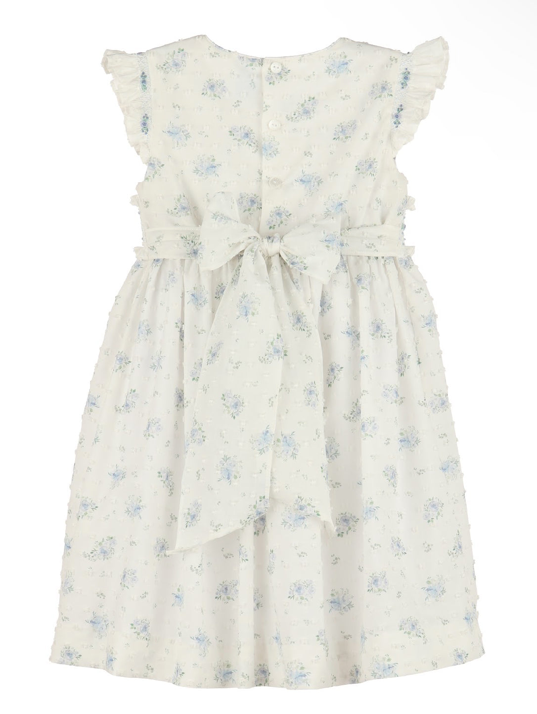 Swiss Floral Flutter Dress - Blue