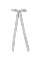 Matilda Satin Long Tail Bow - Shell Grey