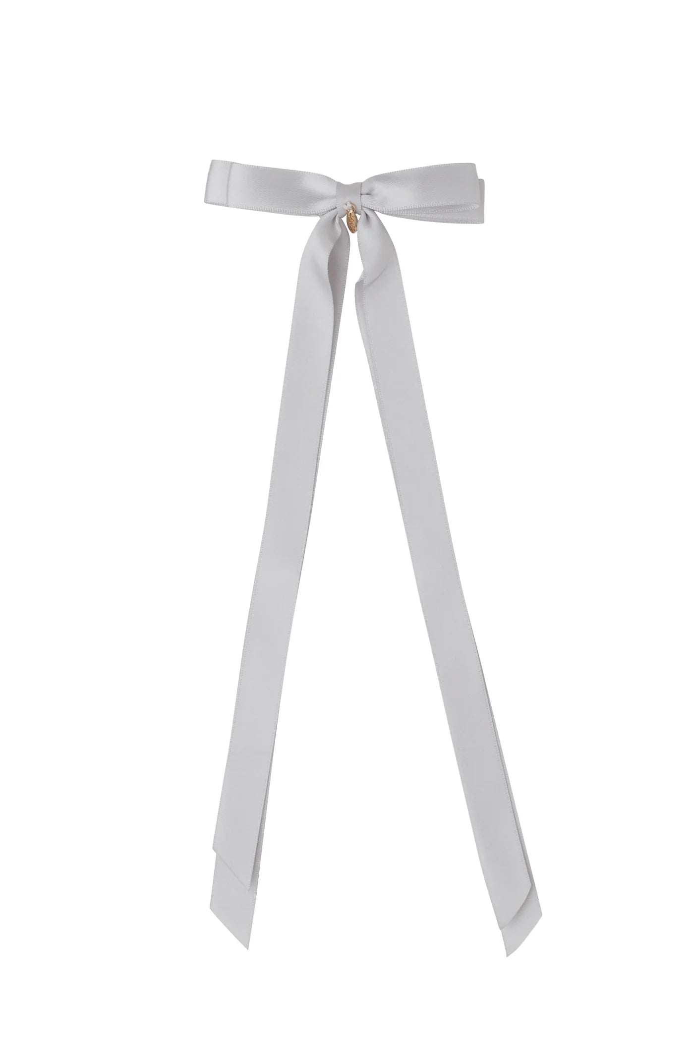 Matilda Satin Long Tail Bow - Shell Grey