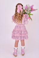 Carina Sequin Lace Bow Set - Vintage Rose