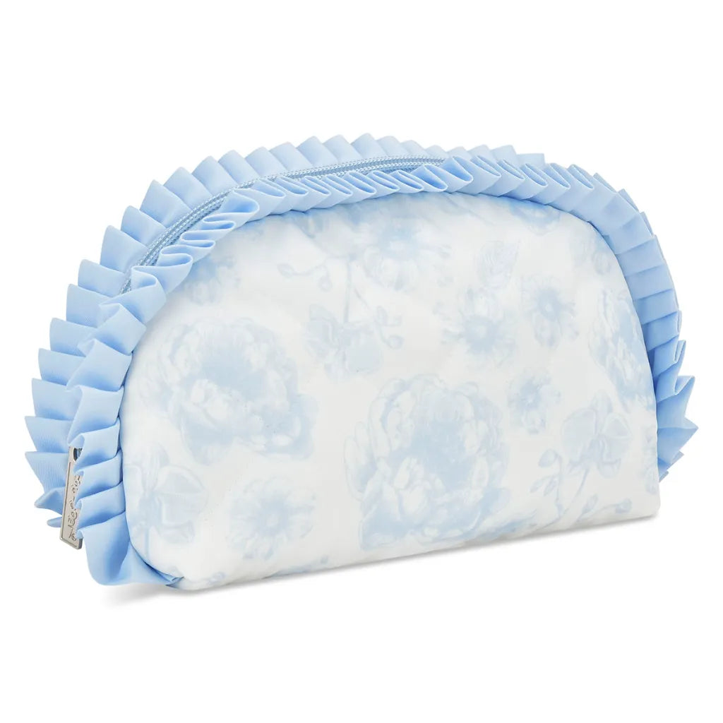 Beautiful Blue Toile Oval Cosmetic Bag